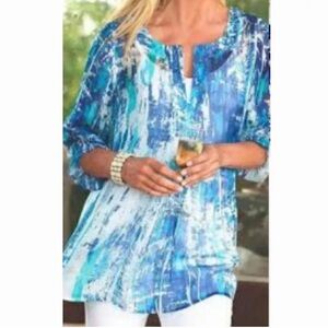 Soft Surroundings Silk V-Neck Tunic Blouse